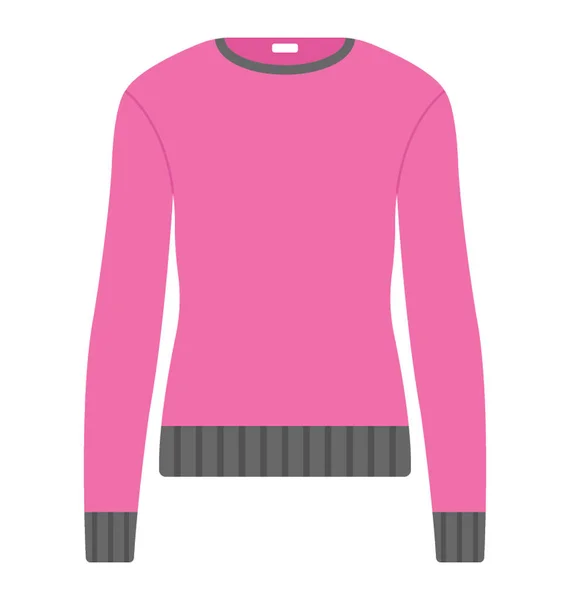 Ronde Hals Sweatshirt Voor Vrouwen Platte Vector Pictogram — Stockvector