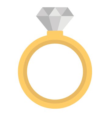 Bir elmas yüzük vektör simgesi düz tasarım 