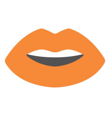 Kırmızı dudaklar, moda ve güzellik, düz vektör simgesi 