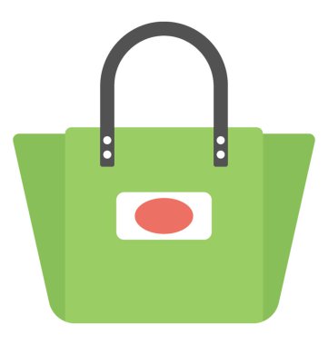 Trapez çanta. Sarı trapez çanta, düz vektör simgesi 