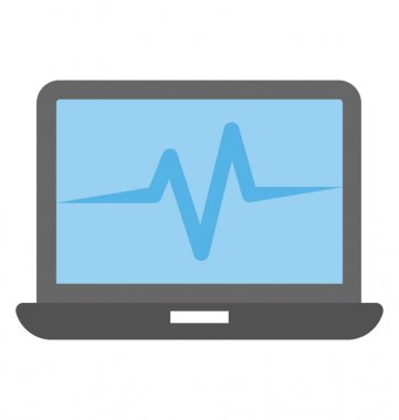 Kalp atışı, düz simgesi tasarım ile bir dizüstü bilgisayar ekran