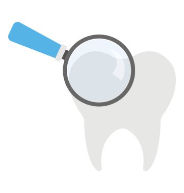 Büyüteç bir diş diş muayene veya diş check-up symbolising yüzünden.