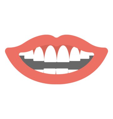 Güzel dudakları ile geniş düz simgesi tasarım gülümse.