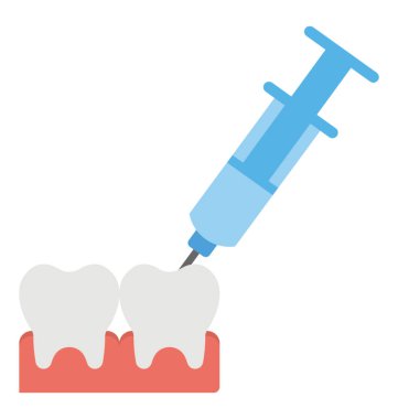 Enjeksiyon diş anestezi ile düz simgesi tasarım.