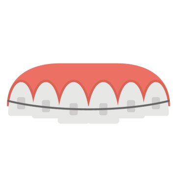 Diş diş telleri, ortodontik tedavi, düz simgesi tasarım.