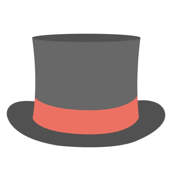 Black Top Hat Magician Hat Flat Vector Icon — Stock Vector