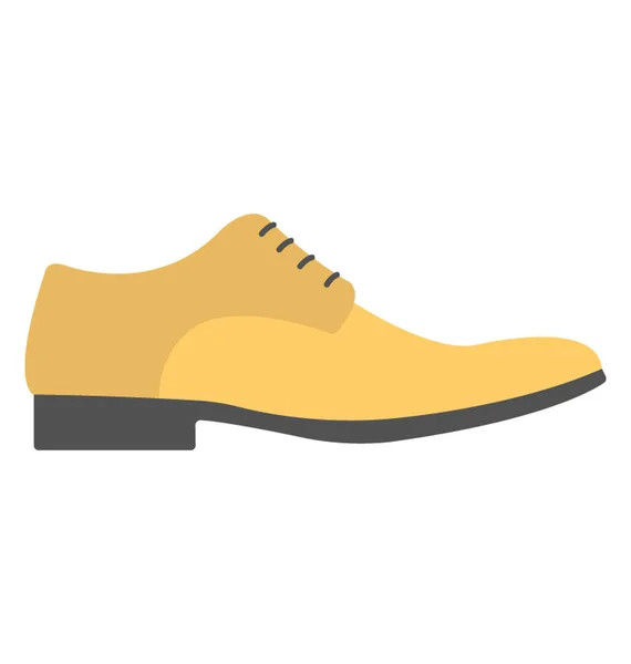 Mustard Yellow Shoes Men Flat Vector Icon — Stock Vector