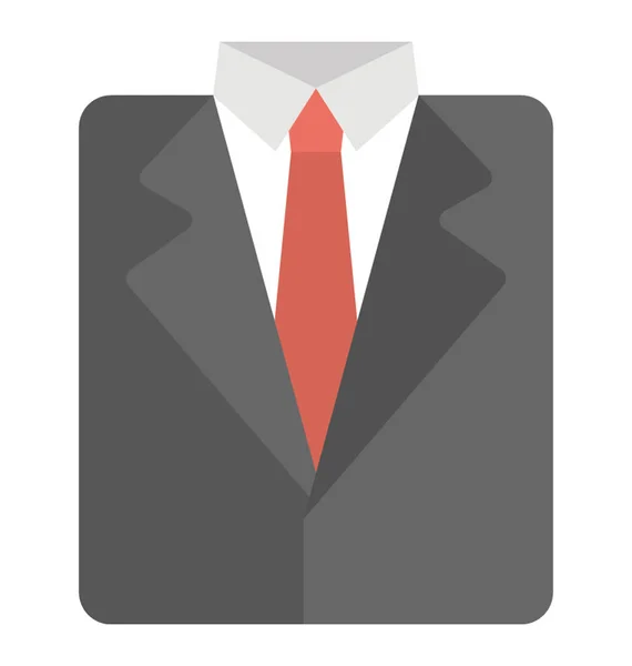 Traje Vectorial Para Hombre Con Corbata Roja Icono Plano — Archivo Imágenes Vectoriales