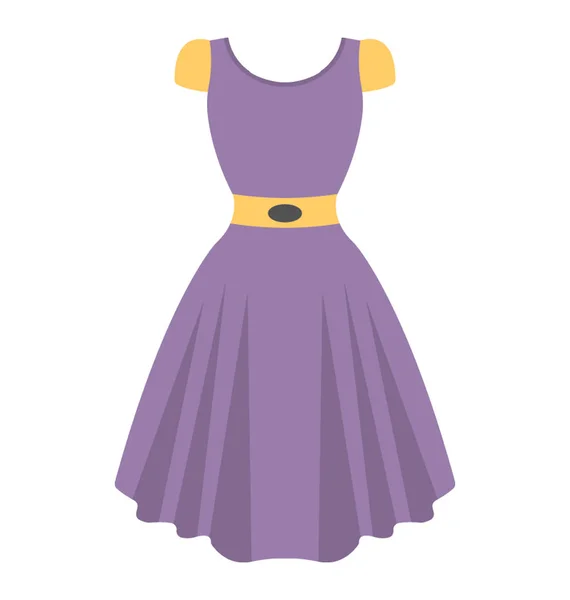 Vestido Festivo Sin Mangas Para Mujer Icono Vector Plano — Vector de stock