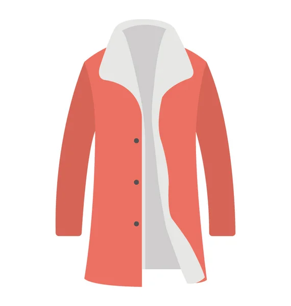 Women Topcoat Full Outerwear Women Flat Vector Icon — Stock Vector