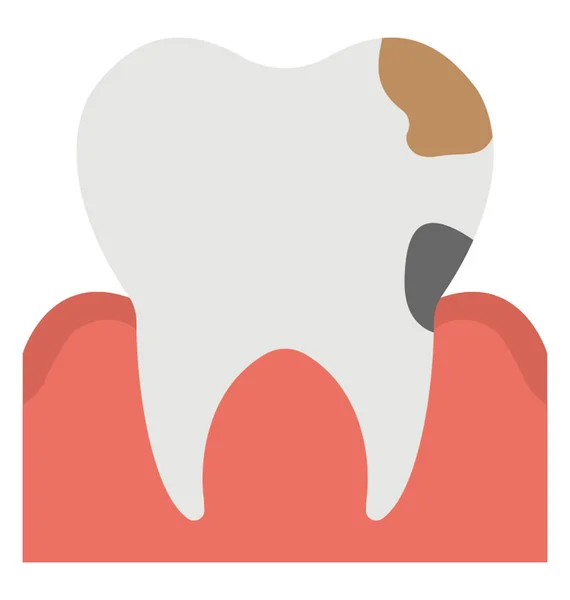 Flat Icon Design Dental Caries Tooth Decay — Stock Vector