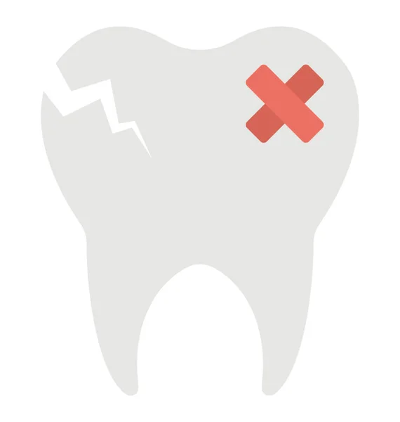 Flat Icon Design Cracked Tooth Needs Removed — Stock Vector
