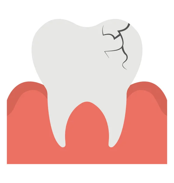 Flache Symbolgestaltung Von Rissigen Oder Beschädigten Zähnen — Stockvektor