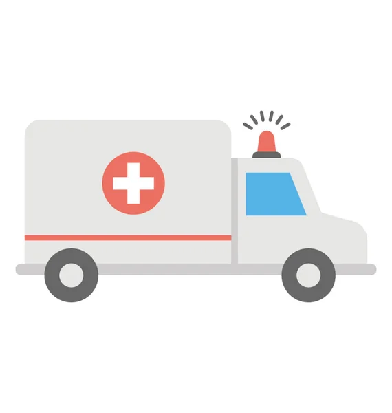 Flat Icon Ambulance Red Flasher Concept Emergency — Stock Vector