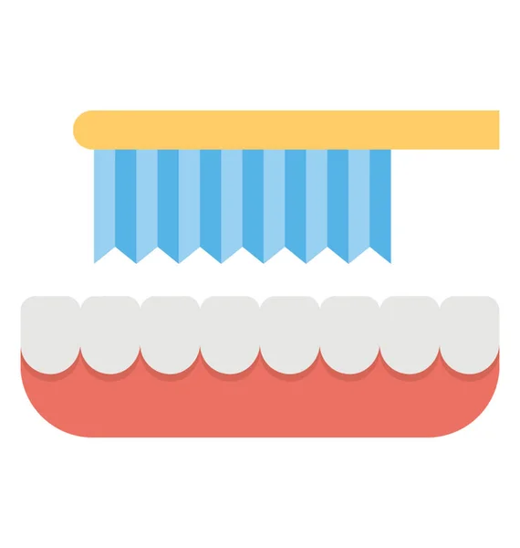 Flat Icon Design Toothbrushing Cleaning Tooth — Stock Vector