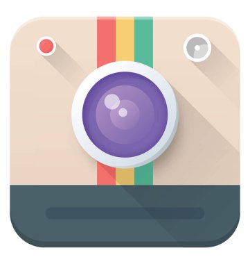 Düz vektör simgesi tasarım anında bir fotoğraf makinesi