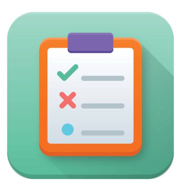 Bir pano, düz vektör simgesi tasarım üzerinde bir denetim listesi