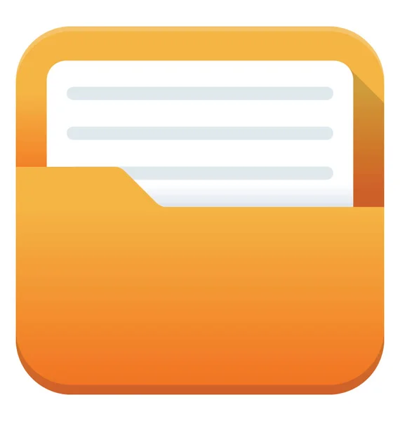 Dossier Couleur Orange Tout Temps Symbolique Dossier Fichier Icône Plate — Image vectorielle