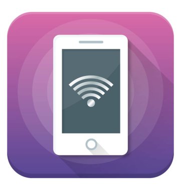 Wifi sinyal, düz simgesi tasarım mobil WiFi ile bir akıllı telefon