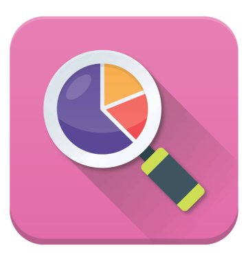 Büyüteç'i düz vektör simgesi tasarım altında pasta grafiği