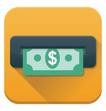 Nakit para çekme. Otomatik vezne makinesi, düz vektör simgesi 