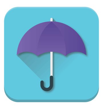 Bir mavi renkli açık şemsiye, düz vektör simgesi 