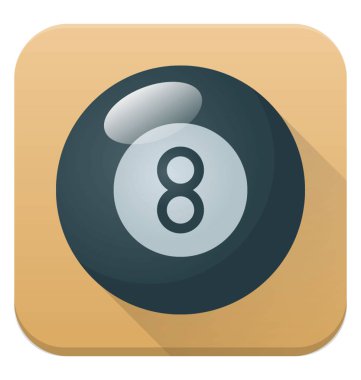 Düz vektör simgesi bir bilardo topu üstünde bir rakam 8 ile