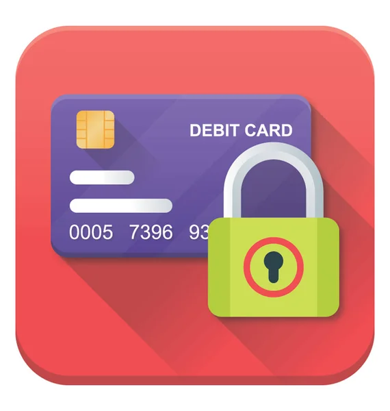 Icono Plano Tarjeta Crédito Con Candado Que Simboliza Seguridad Financiera — Archivo Imágenes Vectoriales