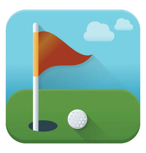 Icono Vector Compacto Una Bandera Campo Golf — Vector de stock