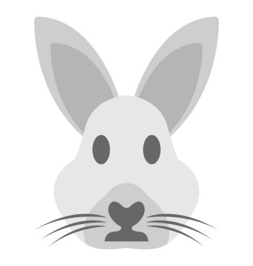 Sevimli tavşan yüz hayvan kafa simgesi düz.