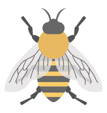 Bir şirin ve gülümseyen karikatür bal arısı, düz tasarım simgesi