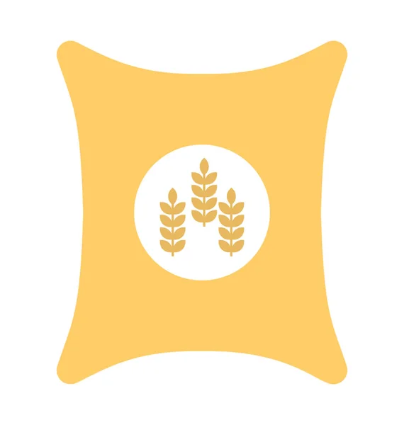 Повний Мішок Зерна Пшениці Пшеничний Мішок Плоский Значок — стоковий вектор