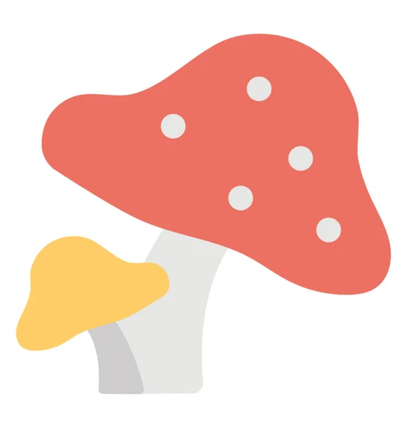 Cartoon Mushroom Flat Vector Icon — Stock Vector