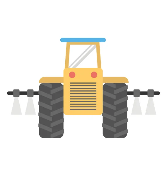 Maquinaria Agrícola Tractor Arado Icono Plano — Vector de stock