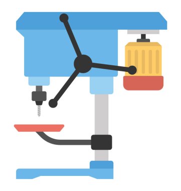 Ayağı matkap makinesi, matkap basın düz simgesi