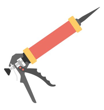 Pu caulking gun, construction tool flat icon clipart