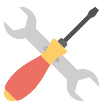 Spanner aracı düz simgesi ayarlama tornavida ile