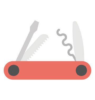 İsviçre ordu çakısı ile birden fazla araçlar düz simgesi