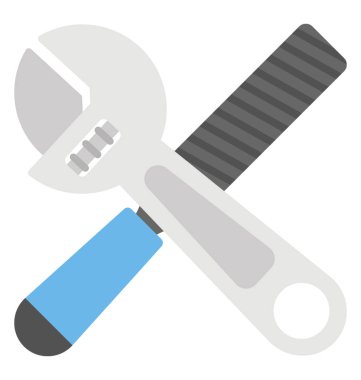 Keski ve İngiliz anahtarı, otomotiv araçlar düz simgesi