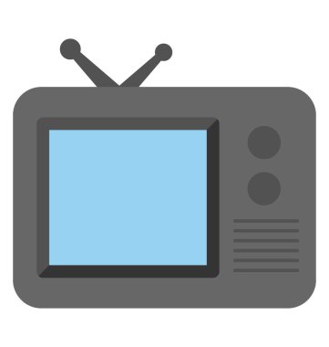 Bir vintage televizyon seti, kitle iletişim araçları simge düz.