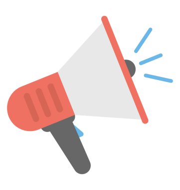 Bir megafon ses efekti, duyuru kavramı ile