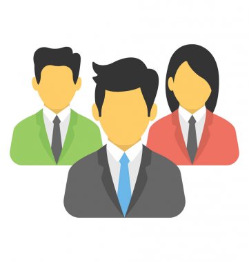 Profesyoneller, resmi ekip düz simgesi