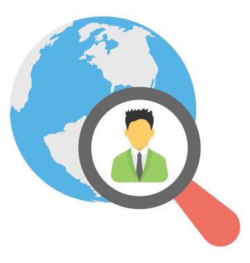 Çevrimiçi yetenek arama, dünya çapında işe alım süreci düz simgesi