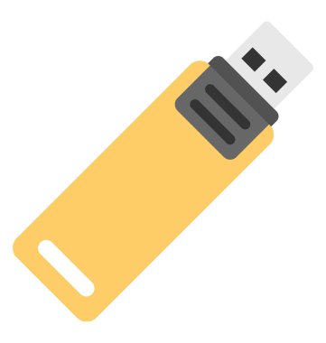 Flash sürücü, usb stick düz simgesi