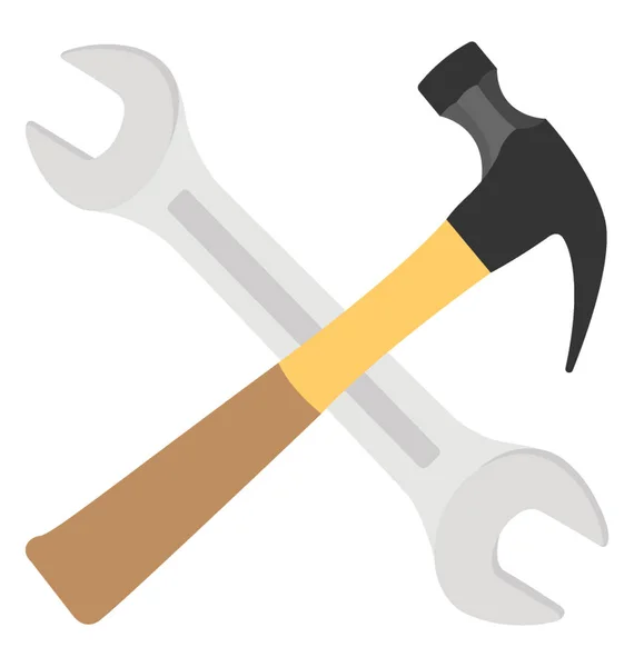 Claw Hammer Spanner Construction Tools Flat Icon — Stock Vector