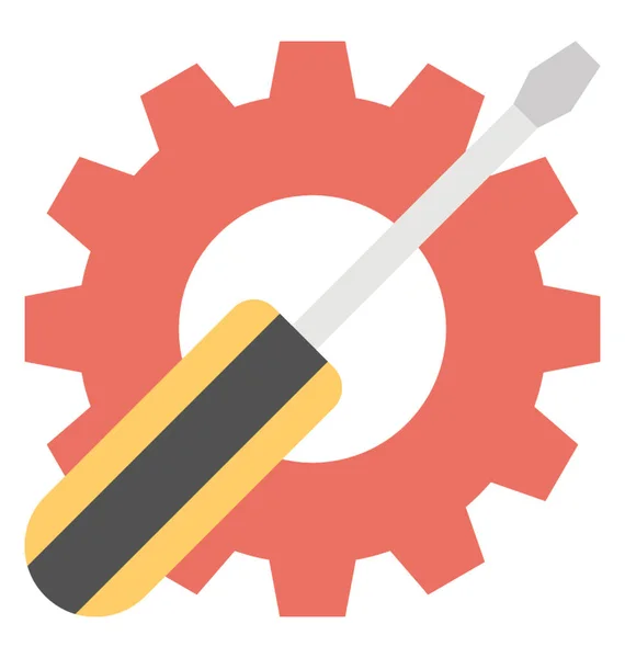 Gear Screwdriver Garage Tools Flat Icon — Stock Vector