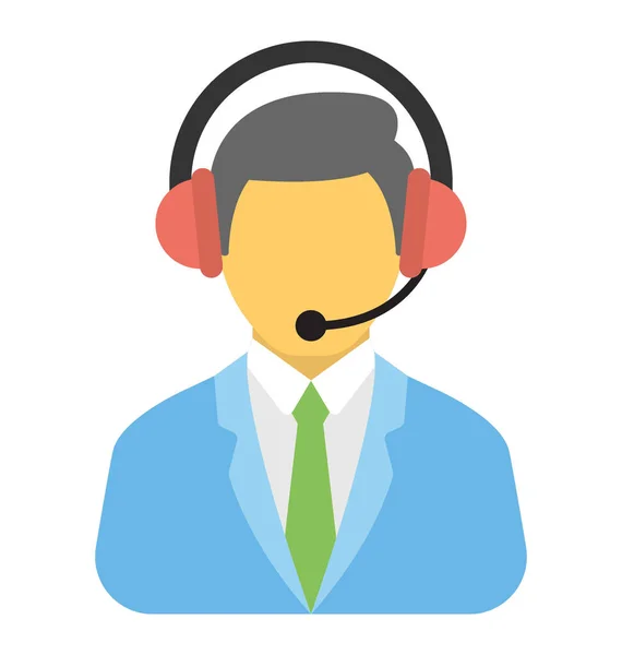 Faceless Man Operator Call Center Customer Service Flat Icon — Stock Vector