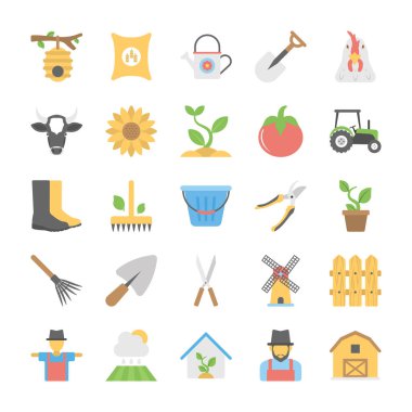 Düz vektör simgeler tarım