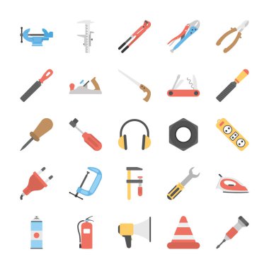 Flat Icons Set of Tools clipart