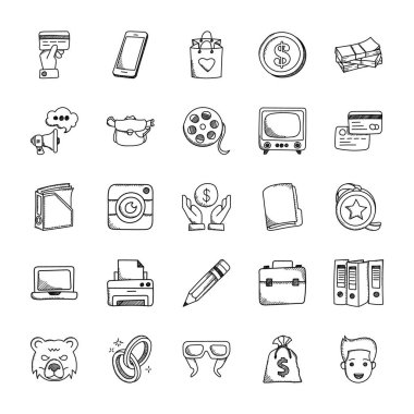 iş doodle simgeler kümesi